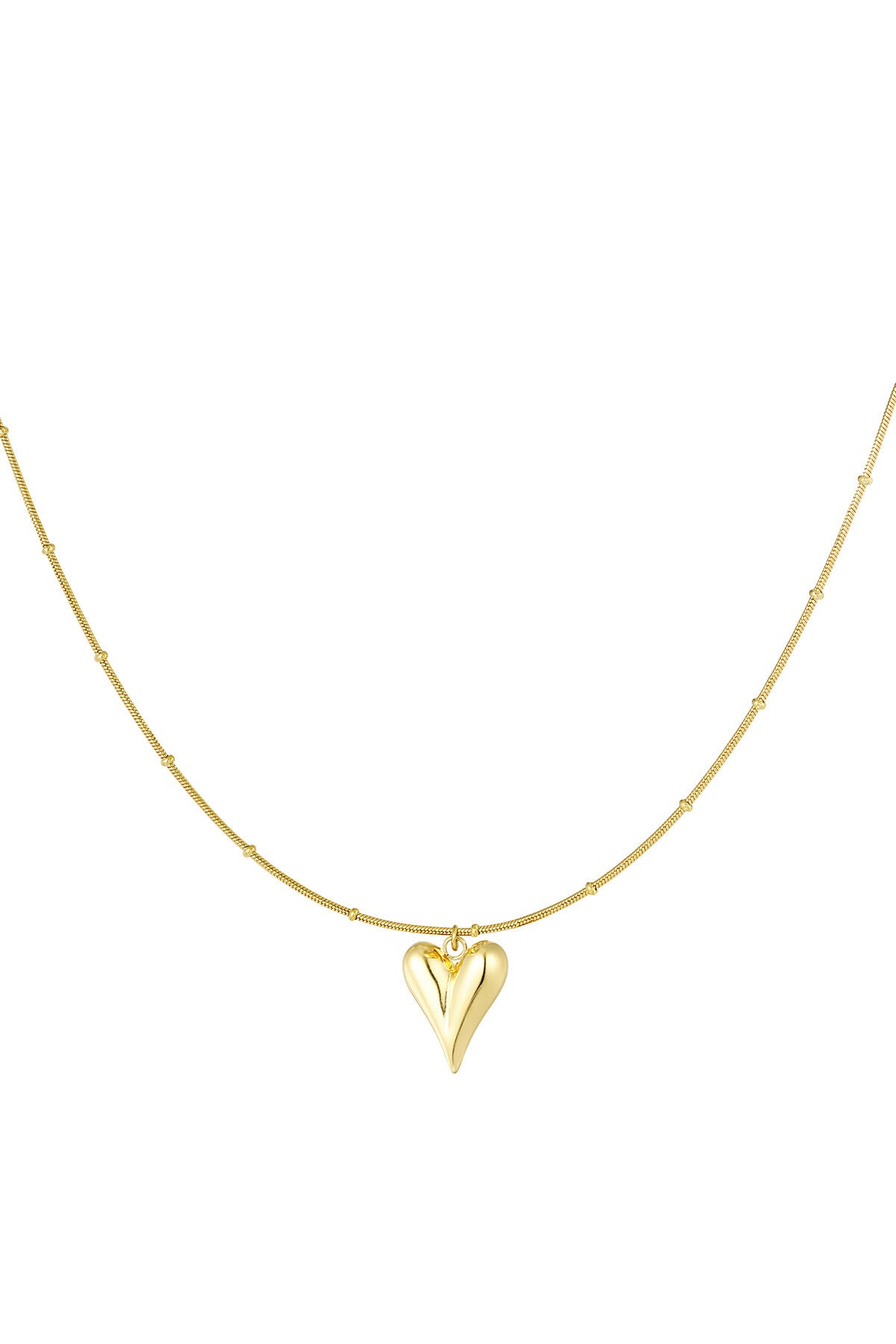 Ketting met bolletjes en hart goud