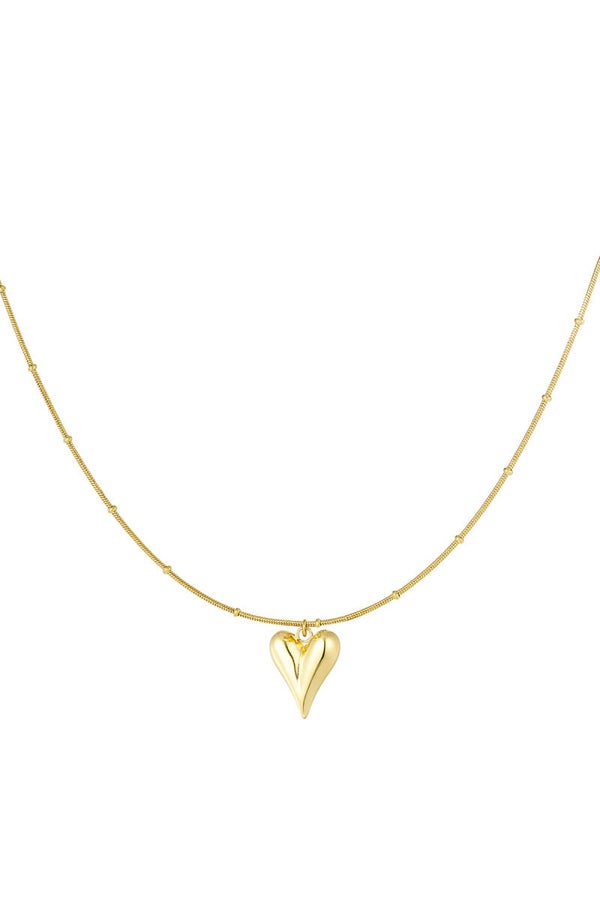 Ketting met bolletjes en hart goud