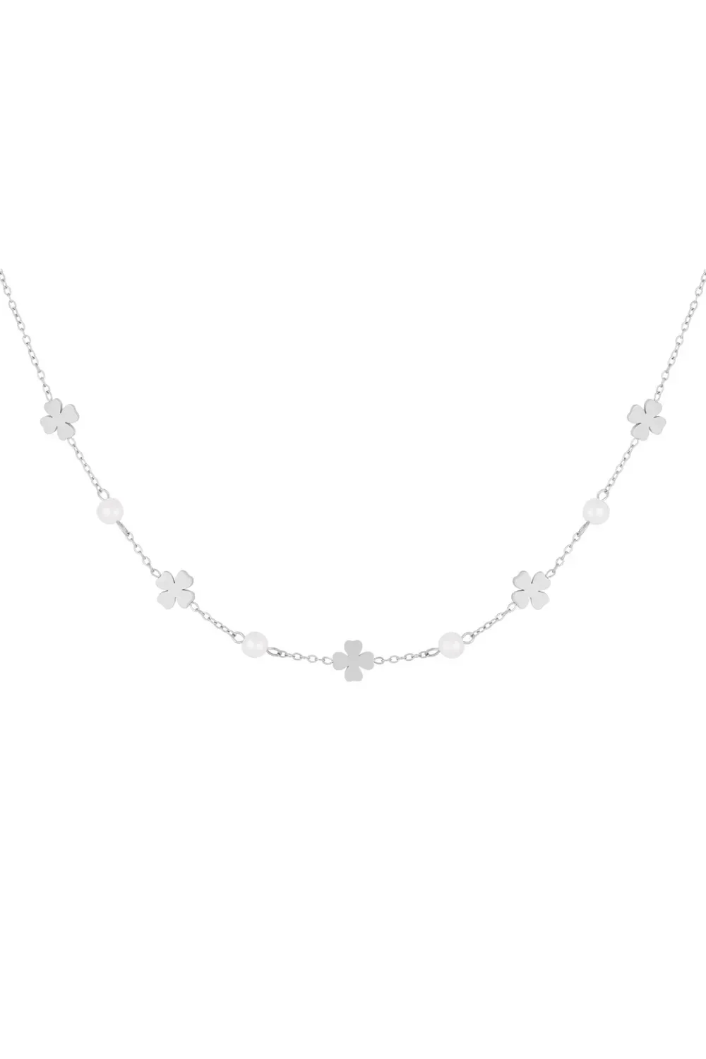 Ketting klavertjes zilver