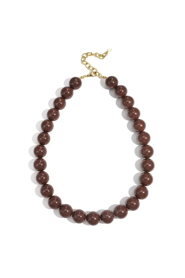 Kralenketting bruin met grote kralen 15 mm