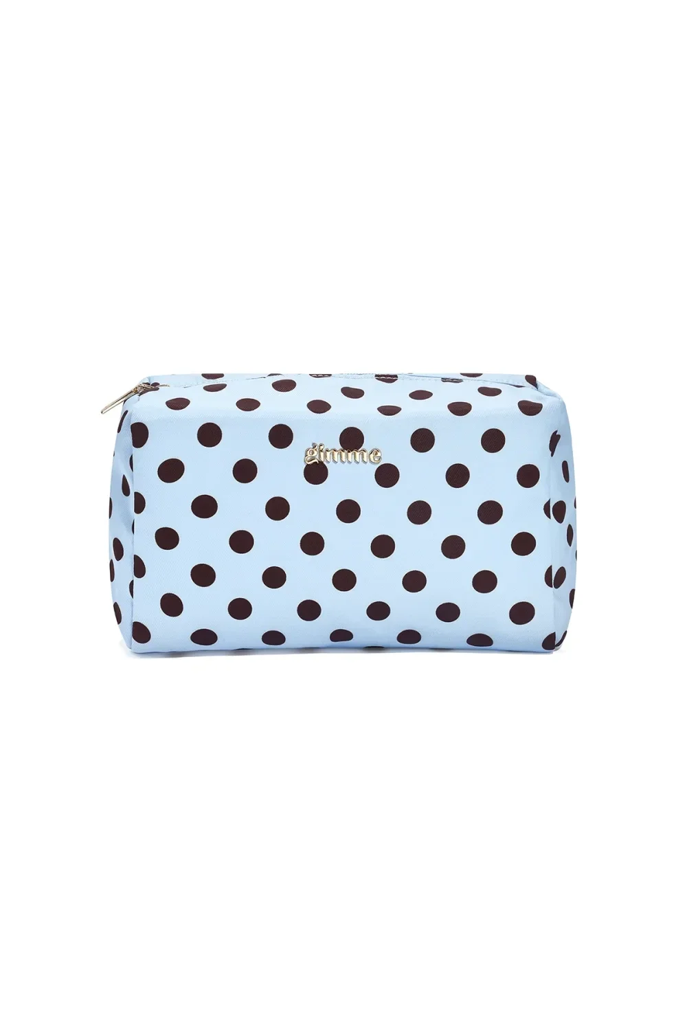 Make-up tas babyblauw met bruine stippen