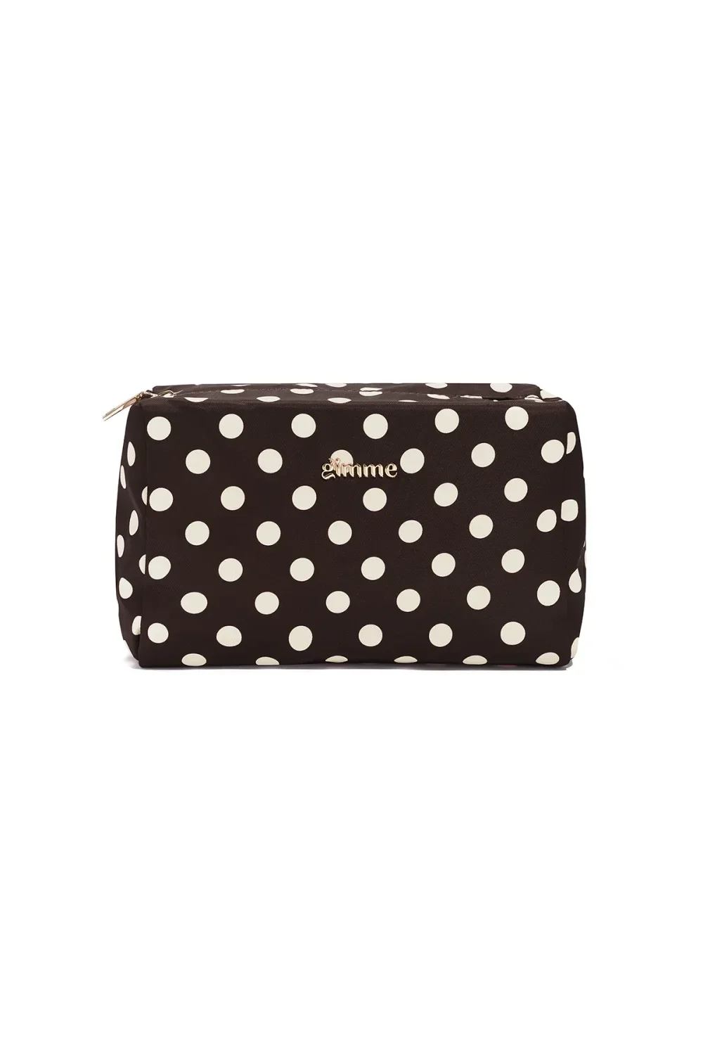 Make-up tas bruin met witte stippen