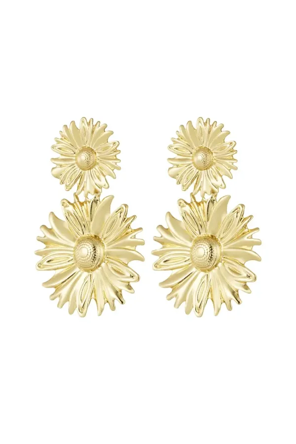 Oorbellen bloemen goud