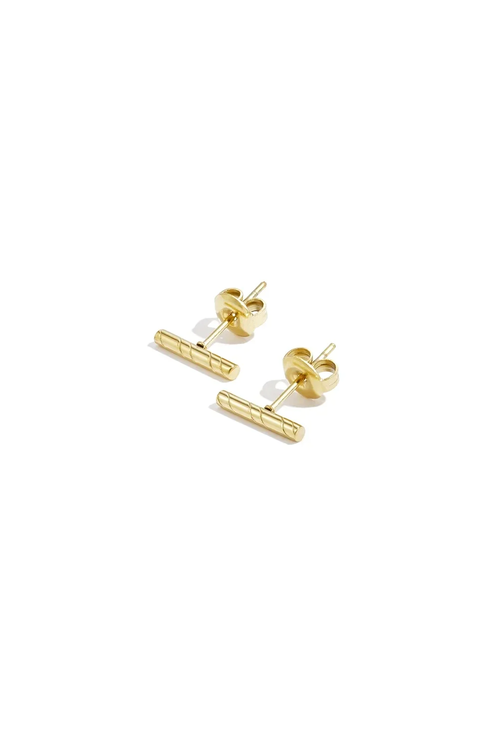 Stud oorbellen gestreept staafje goud