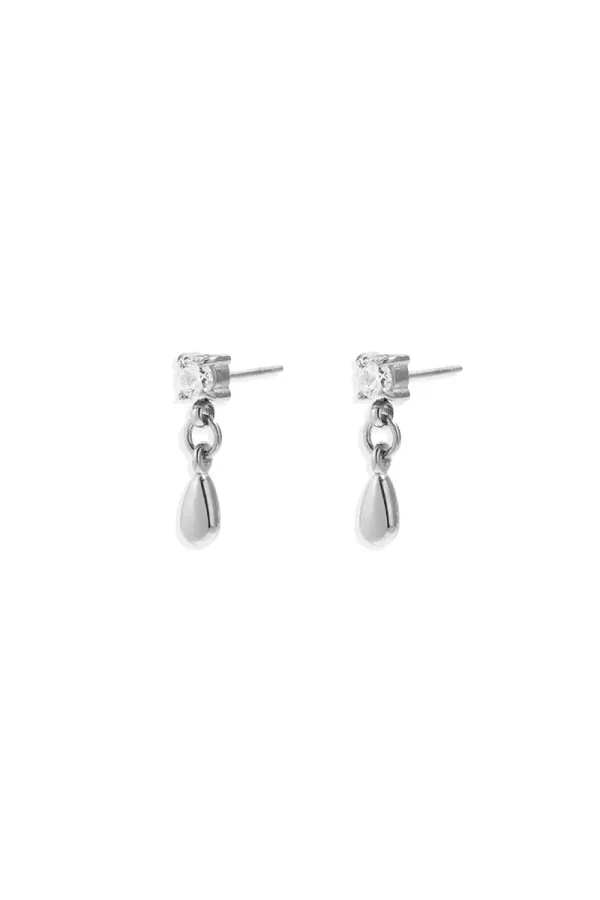 Oorbellen met hangende druppel zilver