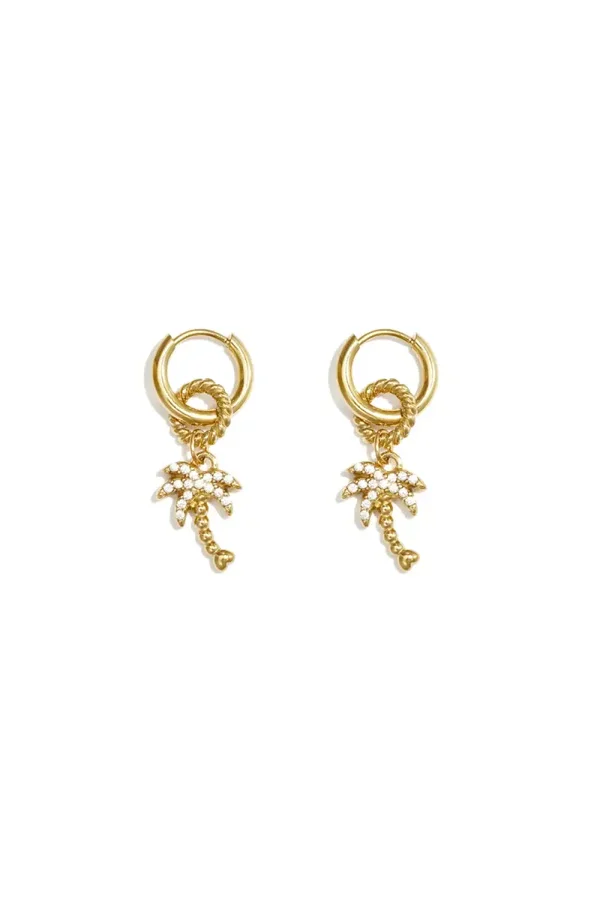 Oorbellen met hangende palmboom goud