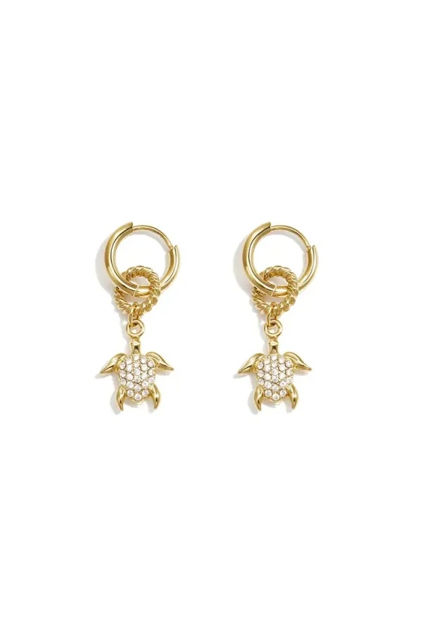 Oorbellen met hangende schilpad goud