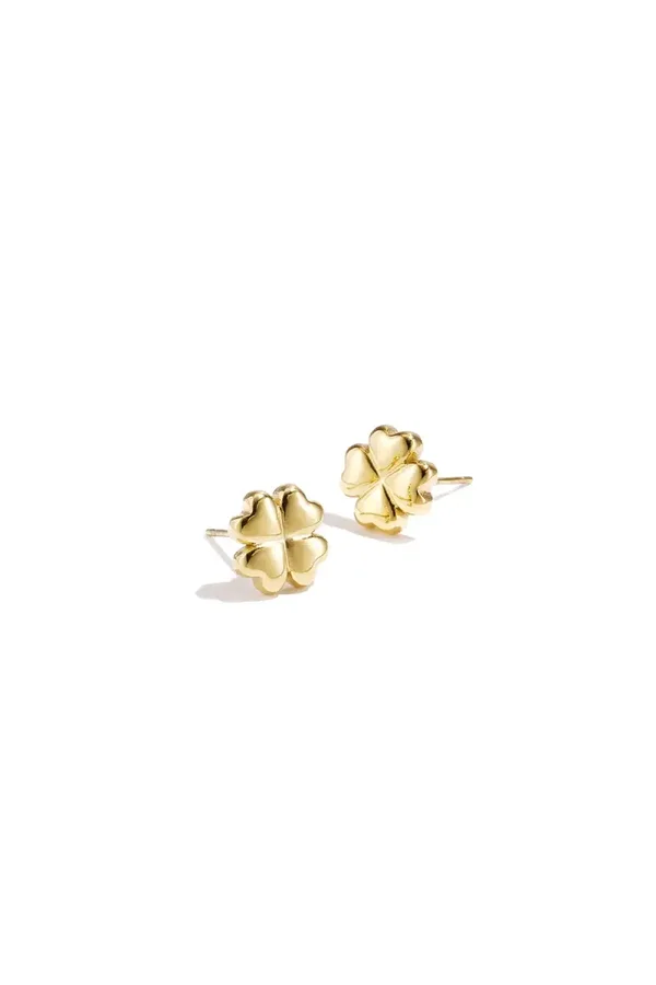 Stud oorbellen klavertje goud