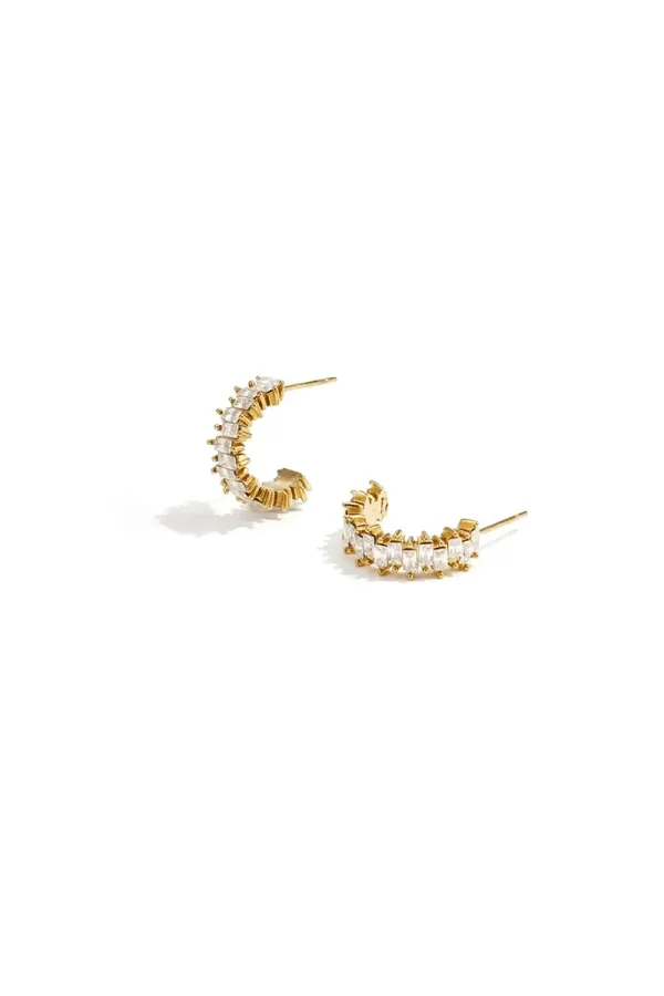 Oorbellen met zigzag steentjes goud