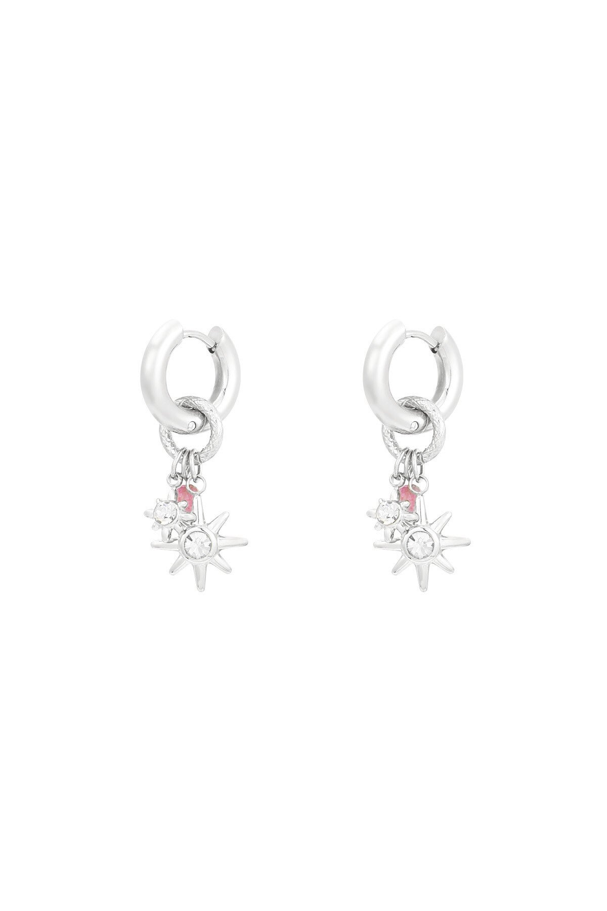 Roze starlight oorbellen zilver