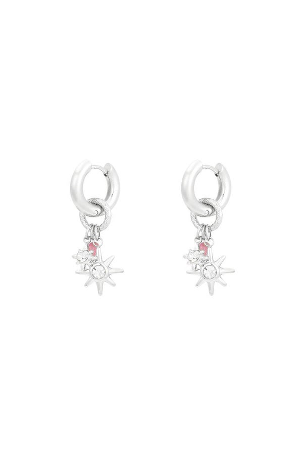 Roze starlight oorbellen zilver