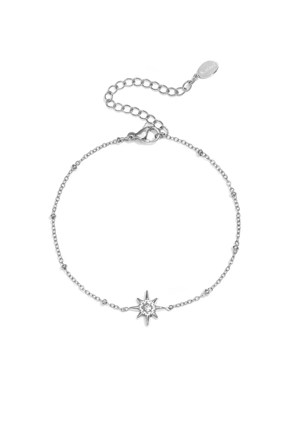 Armband vallende ster met steentje zilver