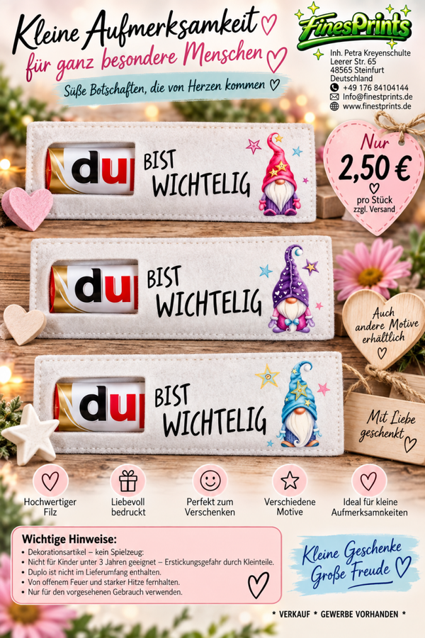 Filztasche weiß mit pink, lila und blauer Mütze