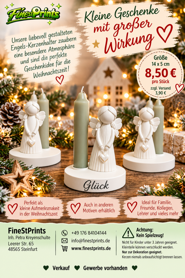 Engel Kerzenständer mit Figur und Kerze