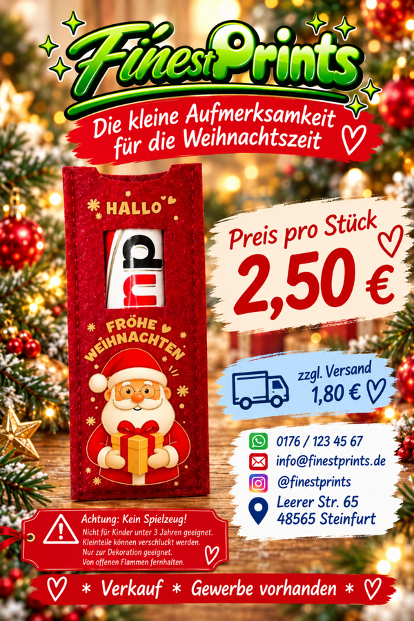 Filztasche rot "Hallo - Frohe Weihnachten"