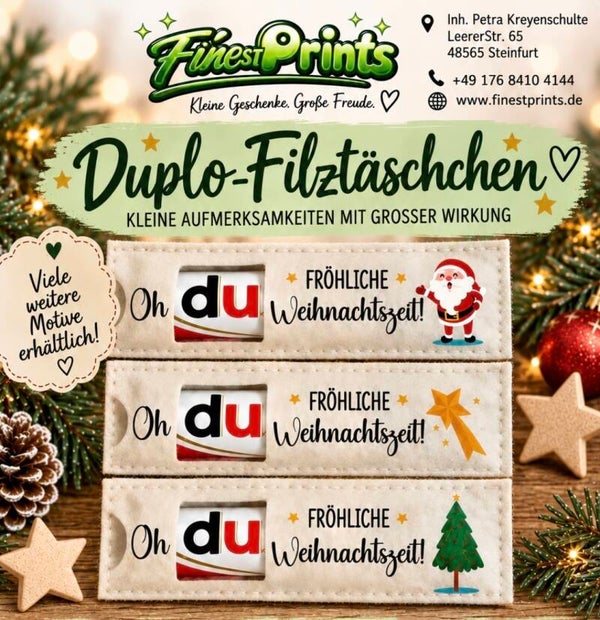 Filztasche weiß mit Tannenbaum, Stern oder Nikolaus