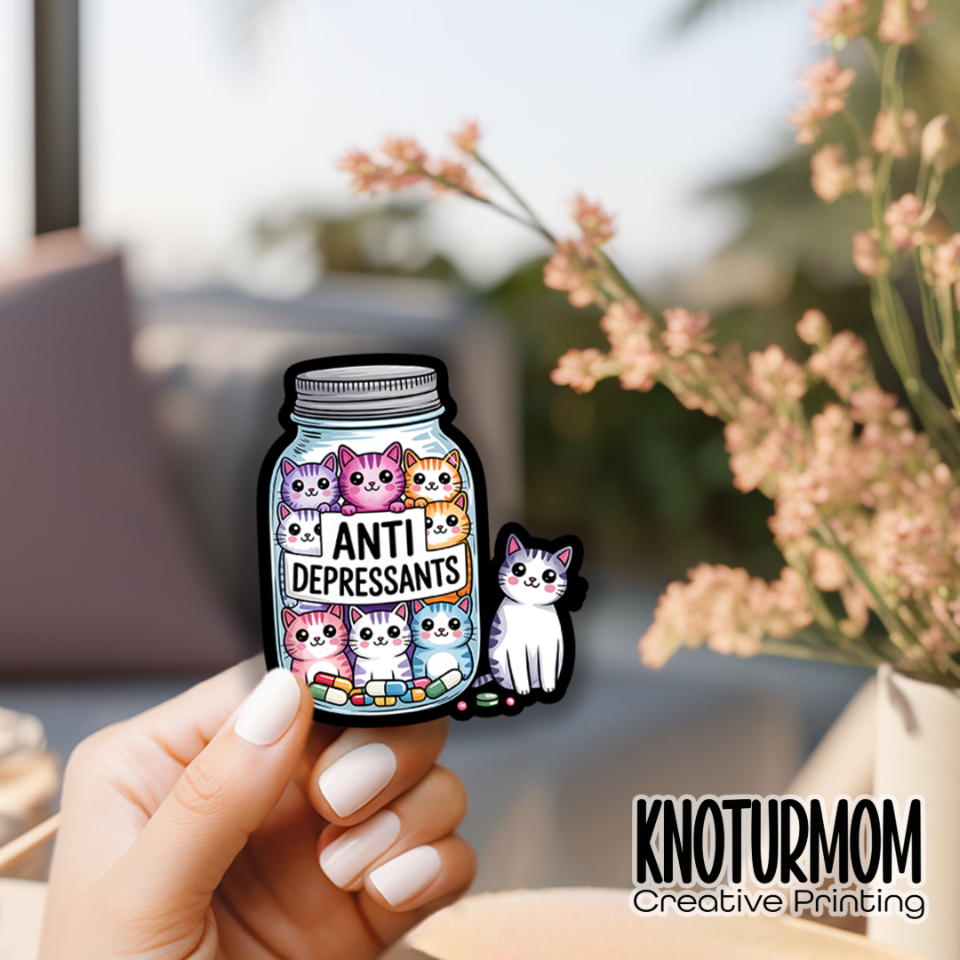 Antidepressants Cat Jar Sticker