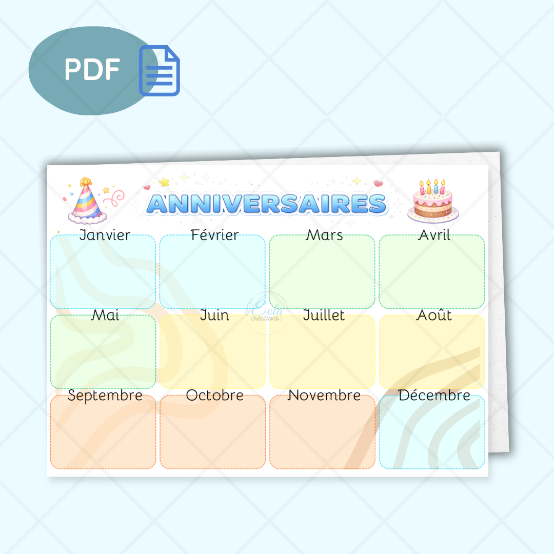 PDF Affiche "Calendrier anniversaires"