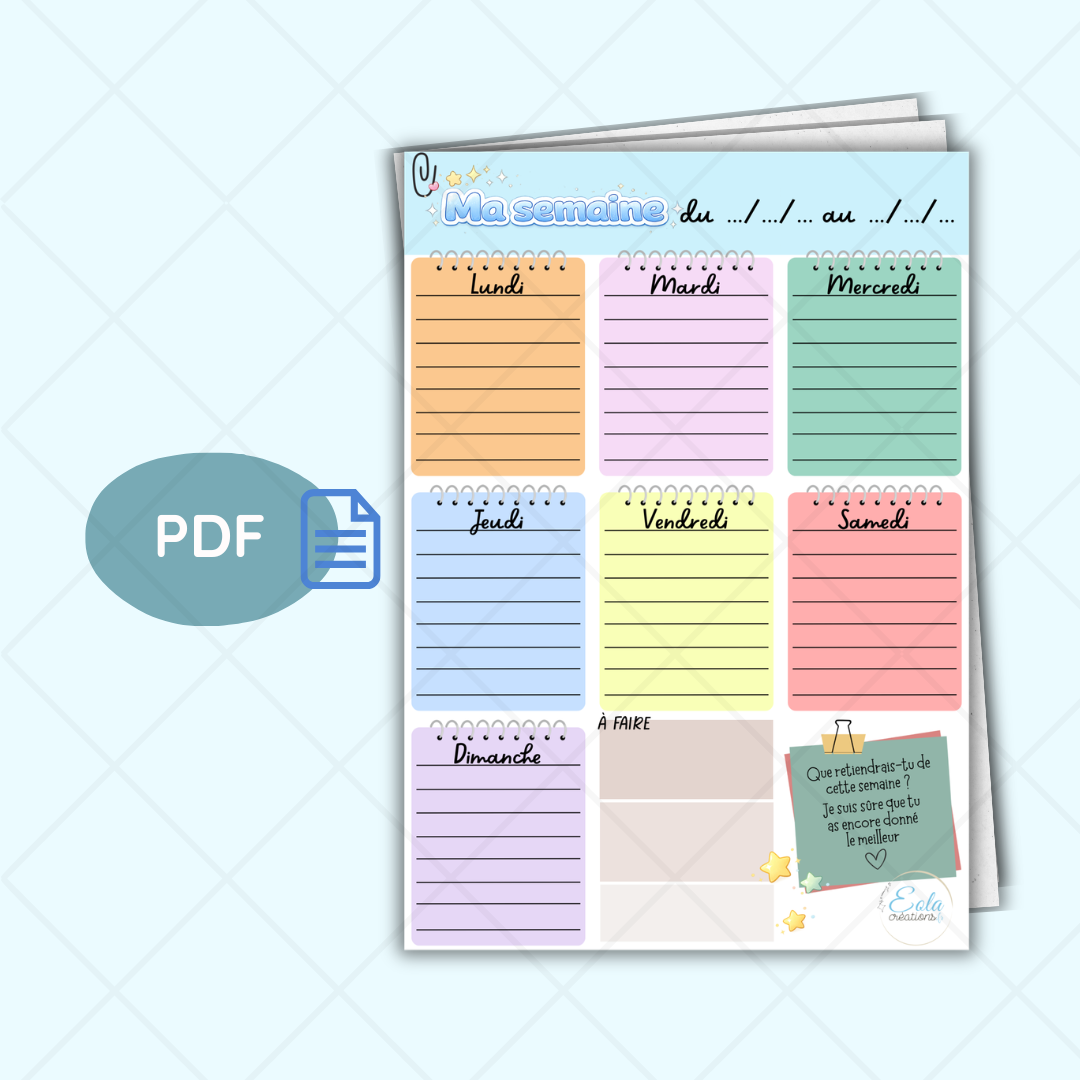 PDF "Mon planning" Couleurs