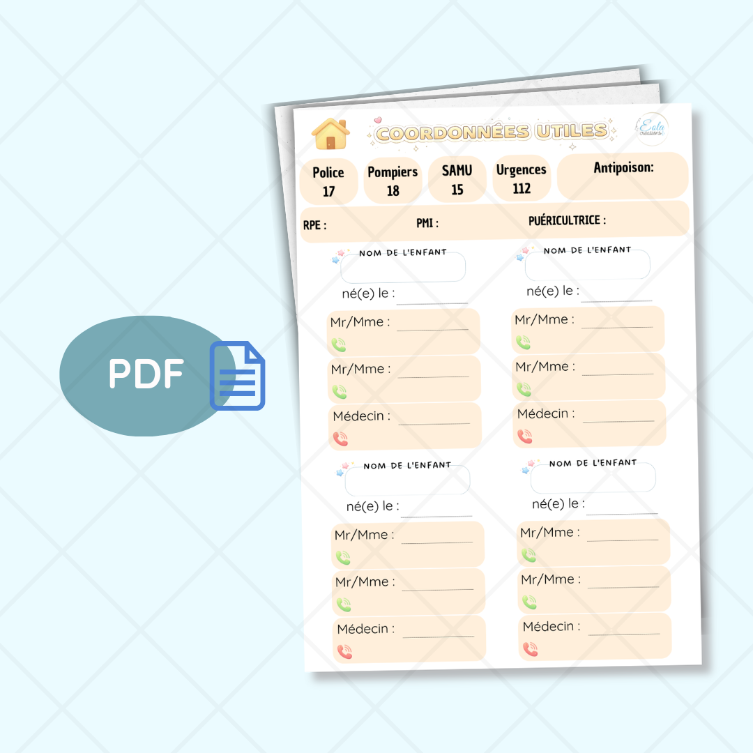 PDF Affiche "Coordonnées utiles" beige