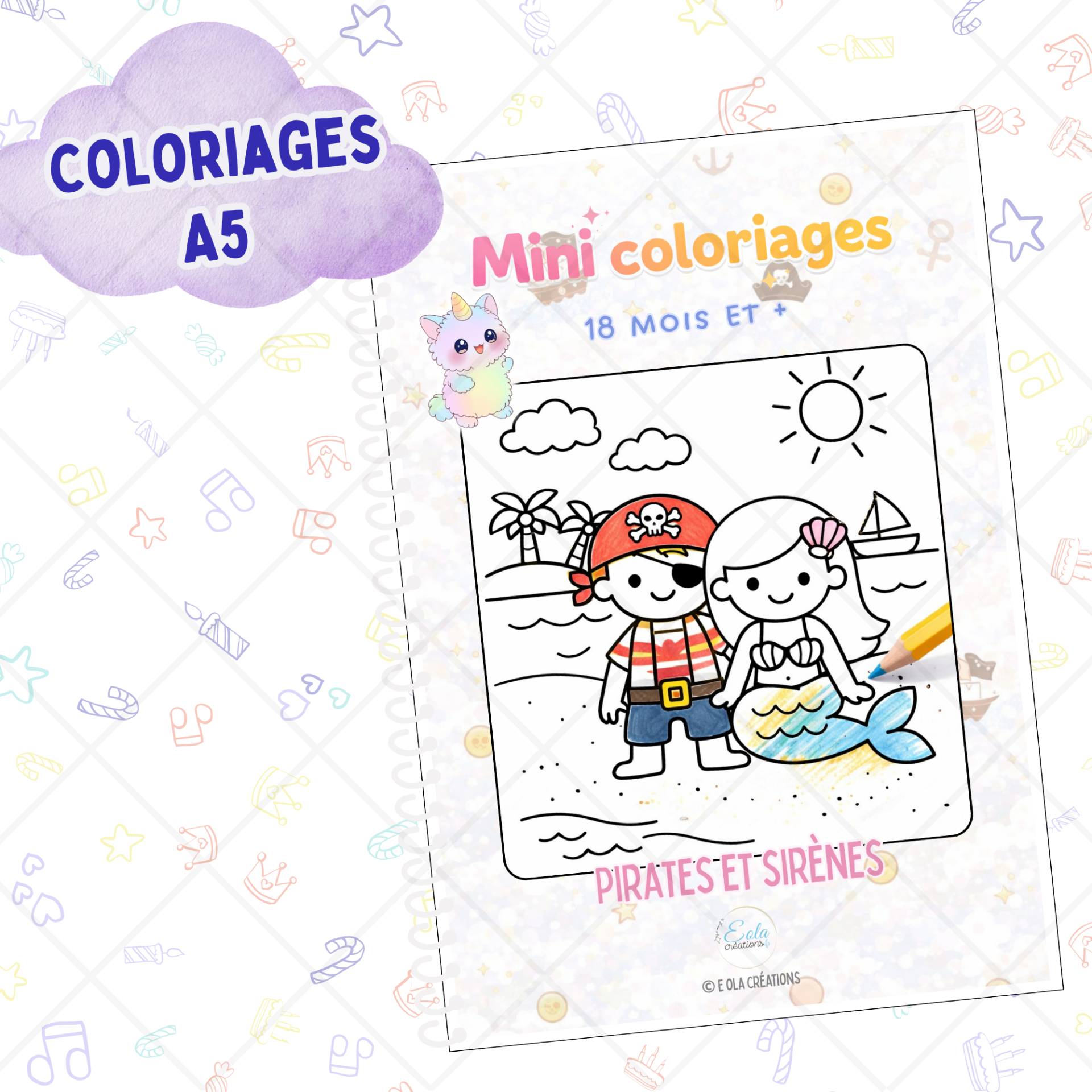 Mini coloriages "pirates et sirènes"