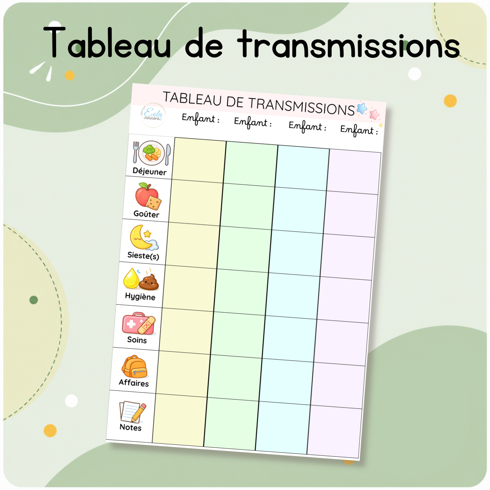 Tableau de transmissions