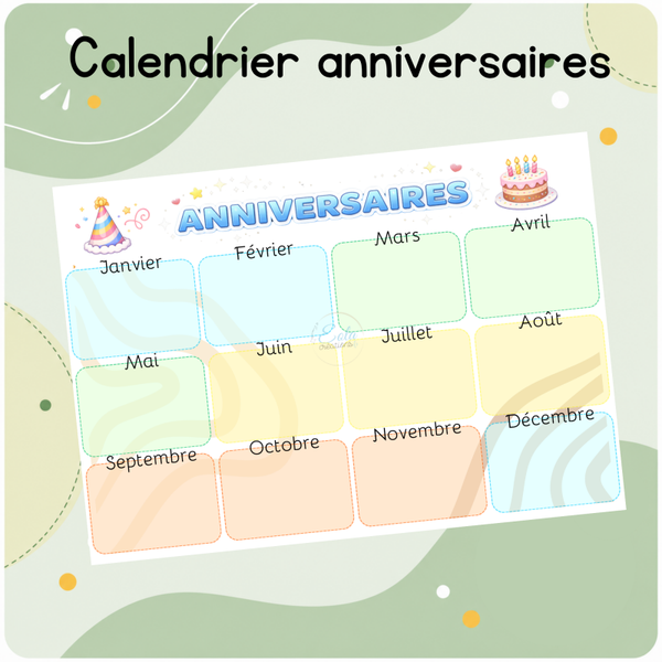 Calendrier anniversaires