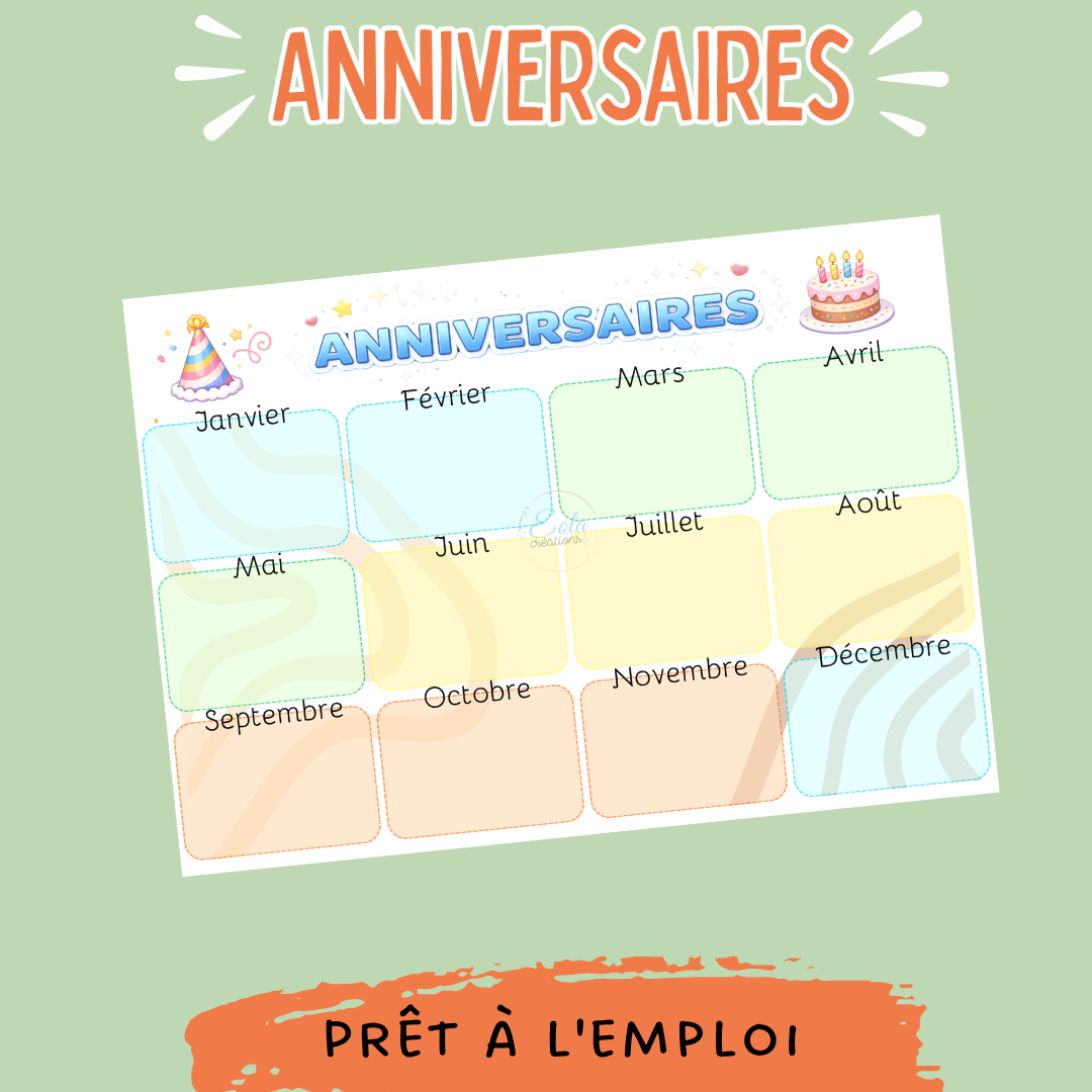 Affiche "Calendrier anniversaires"