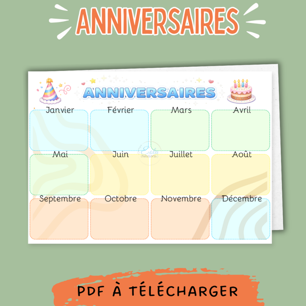 PDF Affiche "Calendrier anniversaires"