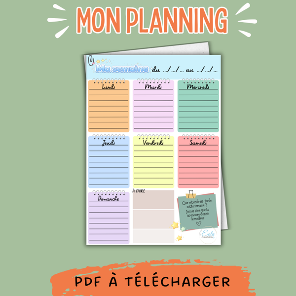 PDF "Mon planning" Couleurs