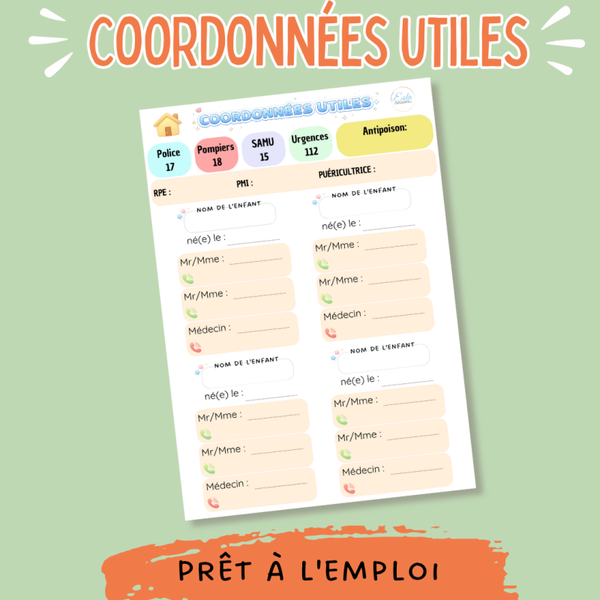 Affiche "Coordonnées utiles"