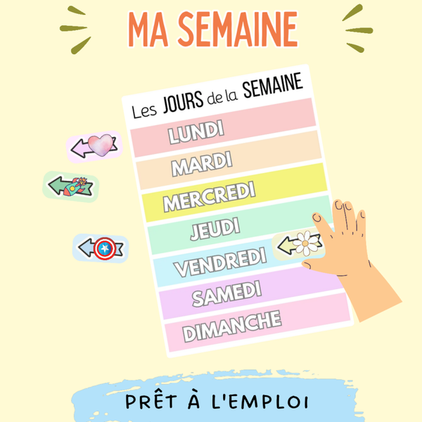 Les jours de la semaine couleurs