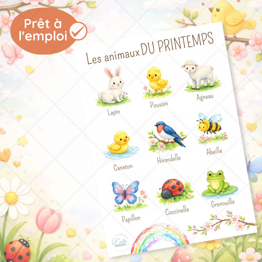 Affiche " Les animaux du printemps"