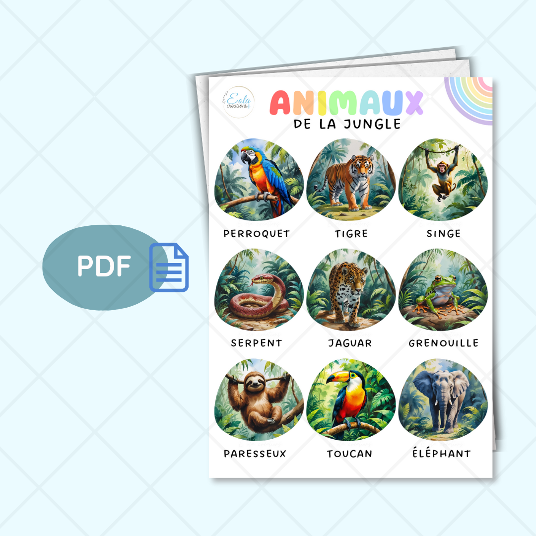 PDF Affiche "Les animaux de la jungle" 2+