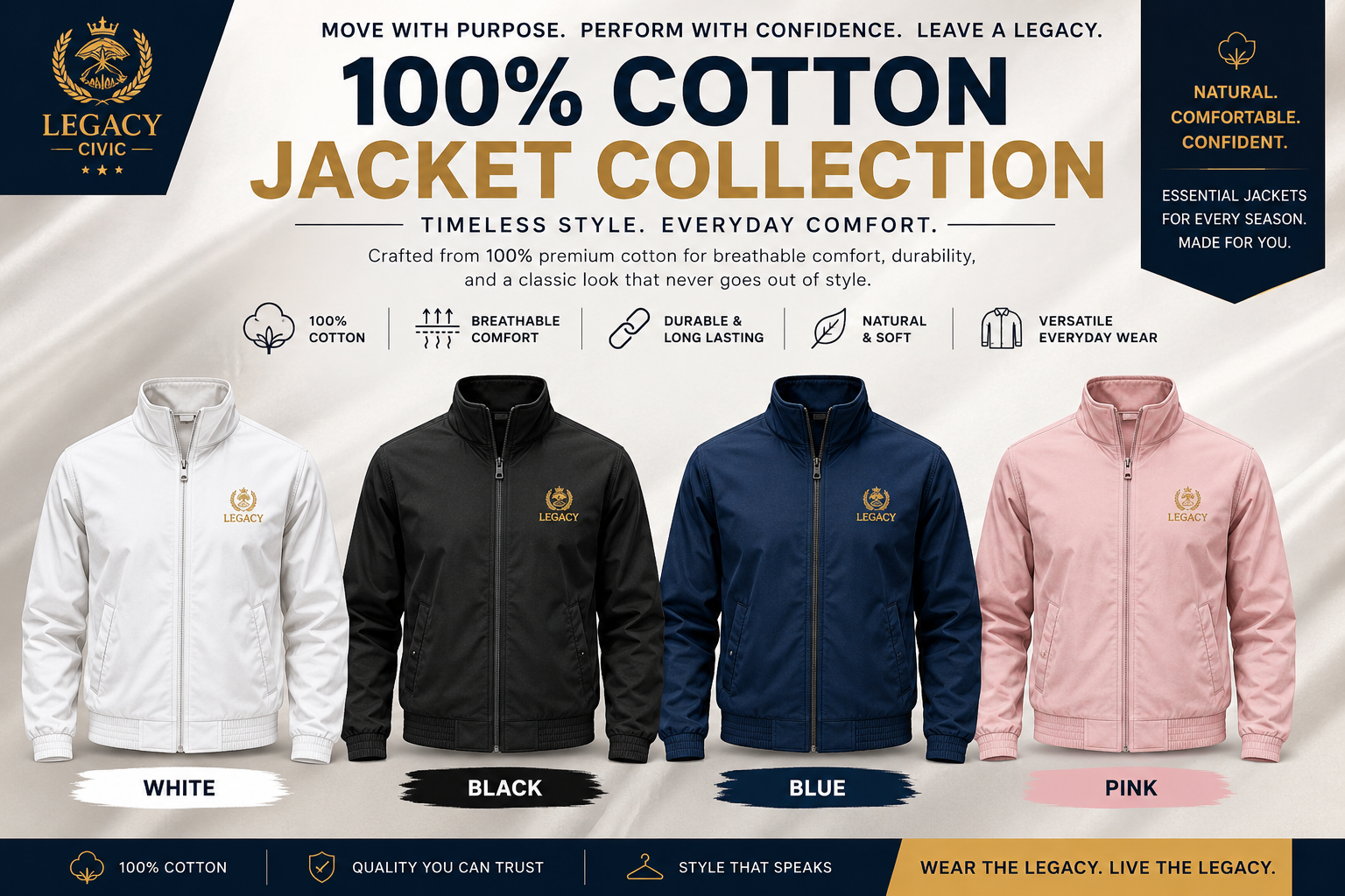 Legacy Civic 100% Cotton Puffer Jackets