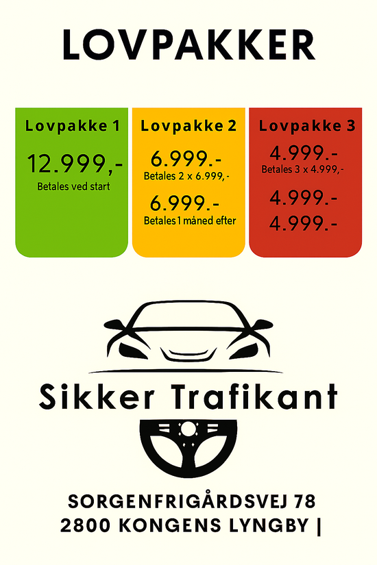 Prisliste med afdragsordning