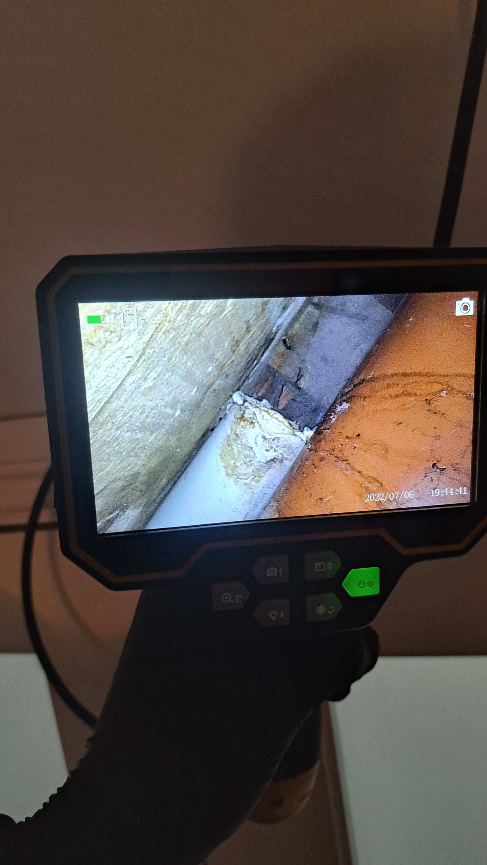 Inspection camera locating hidden leaks in ceiling – LeakSOS Dublin leak detection