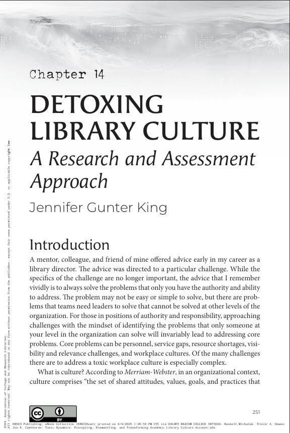 Detoxing library culture by Jennifer Gunter King