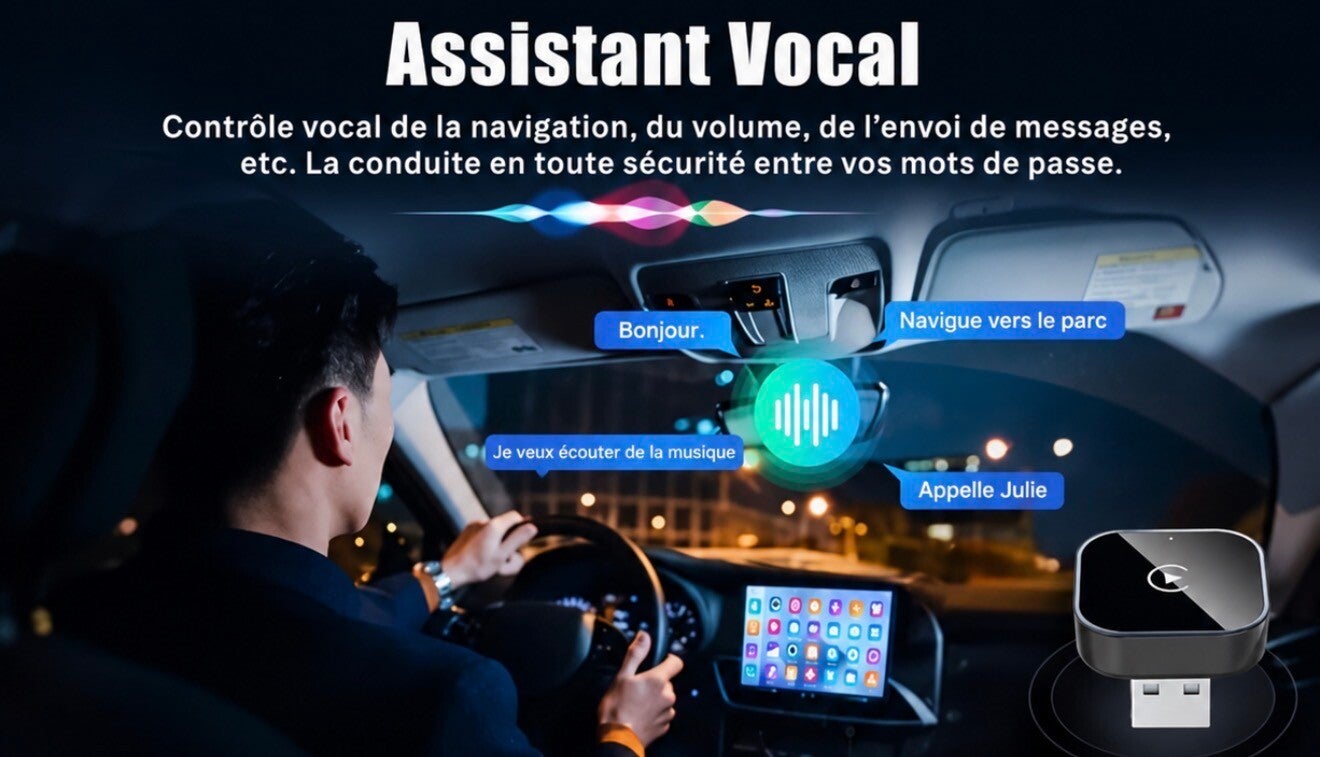 2026 NOUVEL Adaptateur CarPlay Sans Fil pour Apple iPhone - Connexion Multiple Sans Interruption pour Convertir Filaire en Sans Fil, Adaptateur 2-en-1 CarPlay et Android Auto - Plug & Play, Connexion Automatique Rapide, Sans Délai