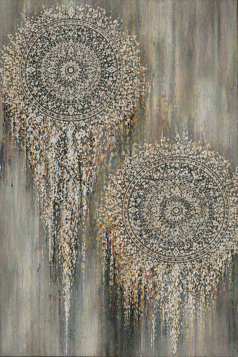 Aardemandala – abstract schilderij met mandala in landelijk stoere stijl
