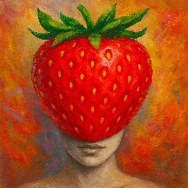 Strawberry Mind – abstract keuken schilderij