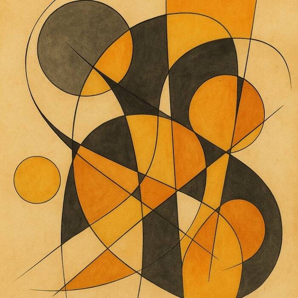 Tangled Lines – Abstract geometrisch lijnenspel in oker en zwart