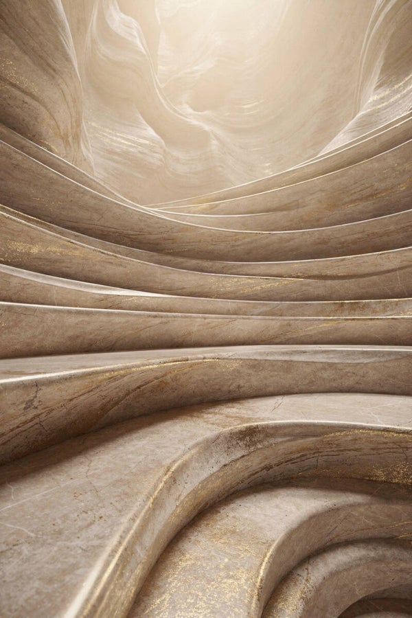 Gouden Lagen – abstract canyon schilderij met goud en zachte vormen