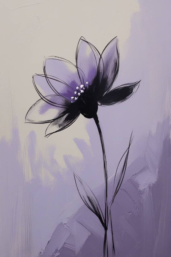 Lila Lotuslicht – abstract bloemenschilderij in paars en crème