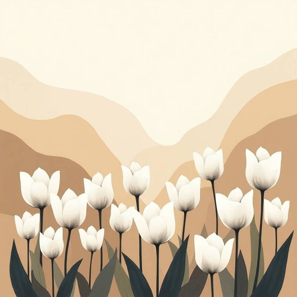 Duinlicht – abstract tulpenveld in beige tinten