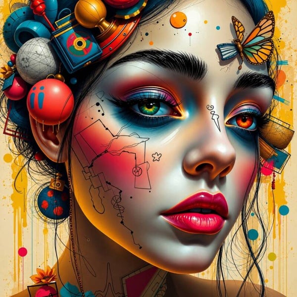 Abstracte Droom – kleurrijk vrouw schilderij vol fantasie