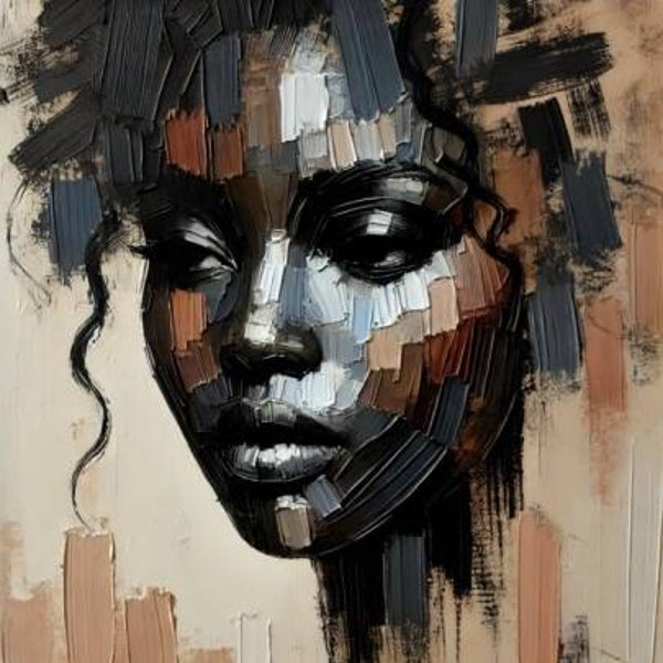Abstracte Schilderij van een Gezicht – Expressieve Wanddecoratie