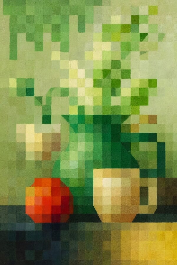 Pixel Still Life – modern stilleven in blokken en kleuren