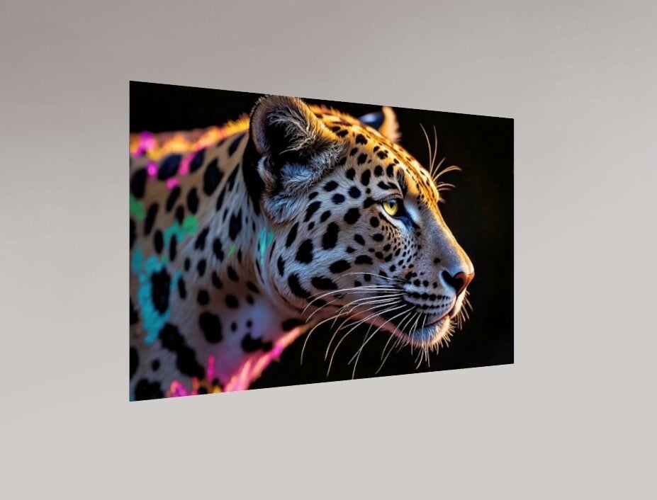 Kunstwerk op acrylglas met konijn en fruit in stillevenstijl