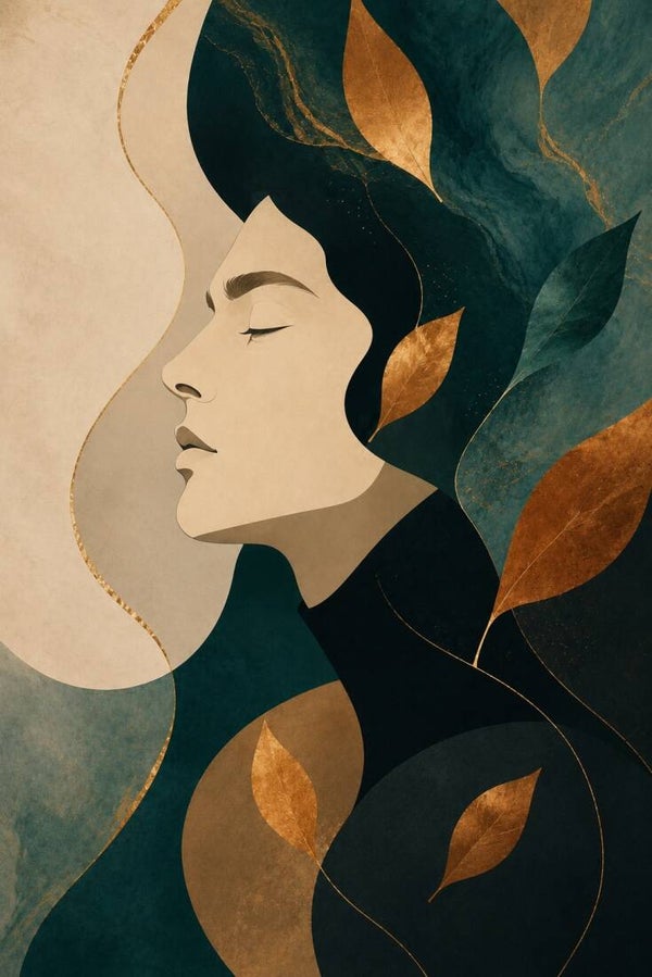 Gouden Bladeren – art deco man schilderij